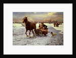 Lovers in a sleigh by Alfred von Wierusz-Kowalski