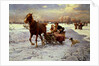 Lovers in a sleigh by Alfred von Wierusz-Kowalski