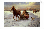 Lovers in a sleigh by Alfred von Wierusz-Kowalski