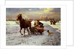Lovers in a sleigh by Alfred von Wierusz-Kowalski