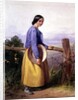A country girl standing by a fence by William Lee