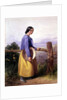 A country girl standing by a fence by William Lee