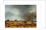 A view of Delft with the Explosion of 1654 by Egbert van der Poel