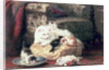 Cat with her Kittens on a Cushion by Henriette Ronner-Knip