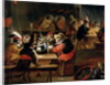 Monkeys in a Tavern, detail of the card game by Ferdinand van Kessel