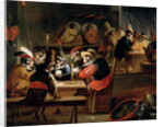 Monkeys in a Tavern, detail of the card game by Ferdinand van Kessel