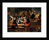 Monkeys in a Tavern, detail of the card game by Ferdinand van Kessel