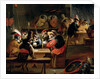 Monkeys in a Tavern, detail of the card game by Ferdinand van Kessel
