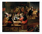 Monkeys in a Tavern, detail of the card game by Ferdinand van Kessel