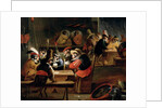 Monkeys in a Tavern, detail of the card game by Ferdinand van Kessel