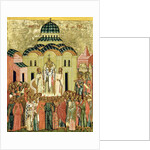 The Exaltation of the Cross, Russian icon from the Cathedral of St. Sophia, Novgorod School, 15th century by Anonymous