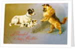 Puppies in the Straw, Victorian postcard by Anonymous
