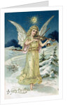 Angel with Violin, Victorian postcard by Anonymous