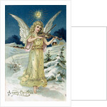 Angel with Violin, Victorian postcard by Anonymous