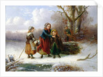 Three Girls in a Winter Landscape, 1865 by Alexis de Leeuw