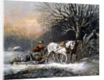 Timber Sledge in Winter, 19th century by German School