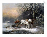 Timber Sledge in Winter, 19th century by German School