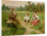 Children Listen to a Shepherd Playing a Flute by J. Alsina