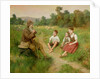 Children Listen to a Shepherd Playing a Flute by J. Alsina