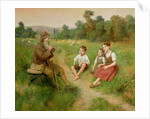 Children Listen to a Shepherd Playing a Flute by J. Alsina
