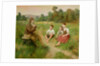 Children Listen to a Shepherd Playing a Flute by J. Alsina