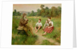 Children Listen to a Shepherd Playing a Flute by J. Alsina