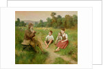 Children Listen to a Shepherd Playing a Flute by J. Alsina