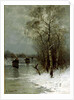 Girls Walking on a Frozen River by Johann II Jungblut