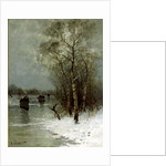 Girls Walking on a Frozen River by Johann II Jungblut