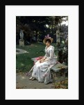 Young Woman Waiting on a Park Bench with a Parasol by Wilhelm Menzler