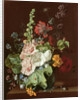 Hollyhocks and Other Flowers in a Vase, 1702-20 by Jan van Huysum