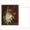 Hollyhocks and Other Flowers in a Vase, 1702-20 by Jan van Huysum