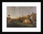 A Distant View of Dordrecht with Sleeping Herdsman and Five Cows, c.1650-52 by Aelbert Cuyp