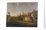 A Distant View of Dordrecht with Sleeping Herdsman and Five Cows, c.1650-52 by Aelbert Cuyp
