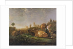 A Distant View of Dordrecht with Sleeping Herdsman and Five Cows, c.1650-52 by Aelbert Cuyp