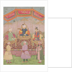 Mughal Emperor Babur and his son, Humayan, Indian miniature from Rajasthan, 16th century by Dip Chand