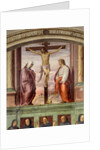 The Crucifixion of Christ. Inscription '' INRI '' on the cross by Giovanni Antonio Sogliani