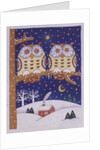 Two owls on a branch by Cathy Baxter