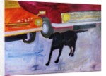 Dog at the Used Car Lot, Rex with Red Car by Brenda Brin Booker