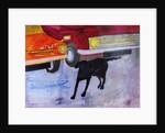 Dog at the Used Car Lot, Rex with Red Car by Brenda Brin Booker