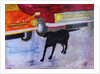 Dog at the Used Car Lot, Rex with Red Car by Brenda Brin Booker