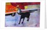 Dog at the Used Car Lot, Rex with Red Car by Brenda Brin Booker