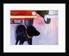 Dog at the Used Car Lot, Rex with orange car by Brenda Brin Booker