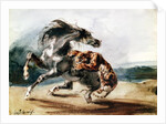Tiger Attacking a Wild Horse by Ferdinand Victor Eugene Delacroix
