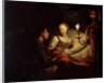 A Candlelight Scene: A Man Offering a Gold Chain and Coins to a Girl Seated on a Bed, c.1665-70 by Godfried Schalken or Schalcken