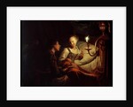 A Candlelight Scene: A Man Offering a Gold Chain and Coins to a Girl Seated on a Bed, c.1665-70 by Godfried Schalken or Schalcken