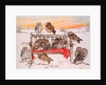 Little Owls on Twig Bench, 1999 by E.B. Watts