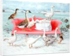 Geese on Pink Sofa, 2000 by E.B. Watts