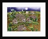Hedgehogs with Peas beside a Poppy field at night, 1994 by E.B. Watts