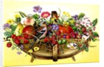 Trug with Fruit, Flowers and Chaffinches, 1991 by E.B. Watts
